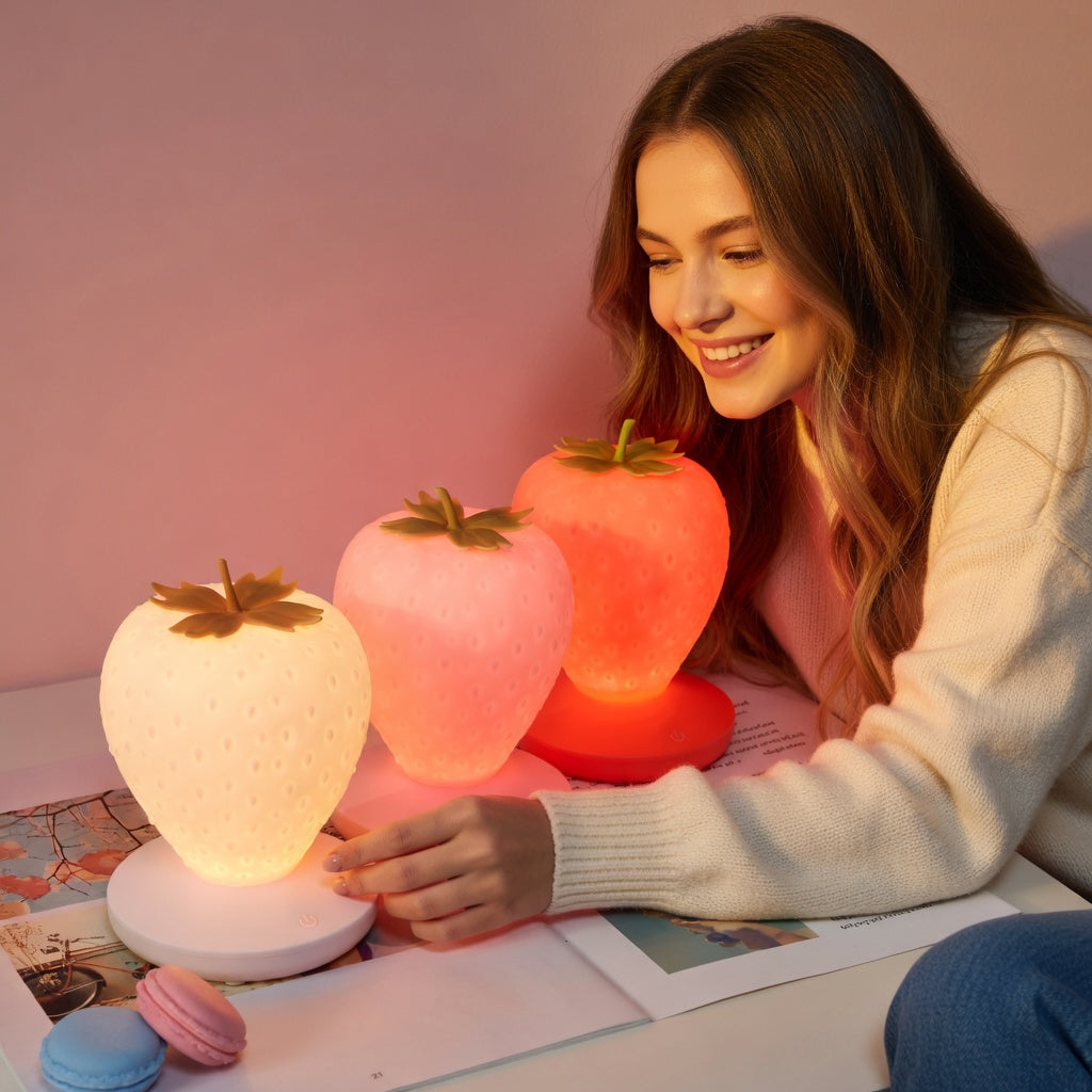 LED Strawberry Night Light for Kids' Bedrooms
